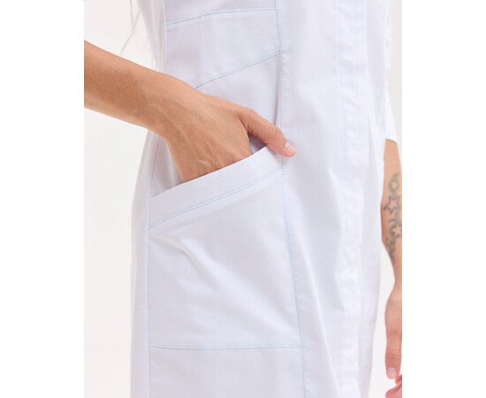 Зображення 7 Медичний халат жіночий Валенсія білий з м'ятною прострочкою р. 50, "БІЛИЙ ХАЛАТ" 588-541-679, Розмір: 50, Цвет: білий