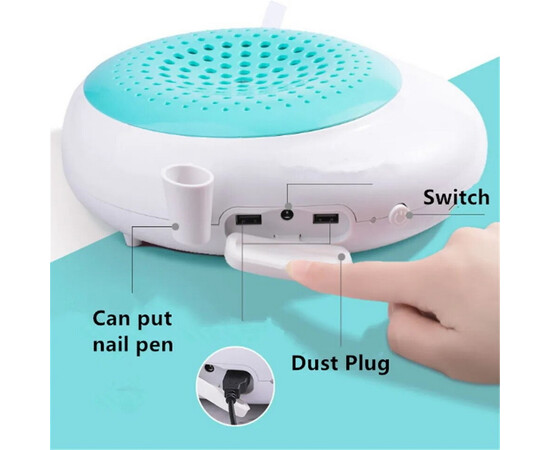 Изображение 9 Профессиональная настольная вытяжка UV-N1 с фильтром НЕРА + 2 USB входа, 60 Вт. Голубой, Цвет: Blue Sky