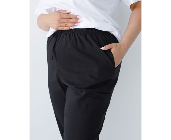 Зображення 3 Медичні штани жіночі джогери стрейч чорні +SIZE р. 60, "БІЛИЙ ХАЛАТ" 503-321-730, Розмір: 60, Цвет: чорний