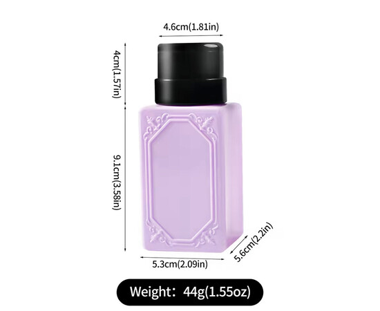 Зображення 2 Пляшка помпа D8 прямокутна бузкова, 200мл 