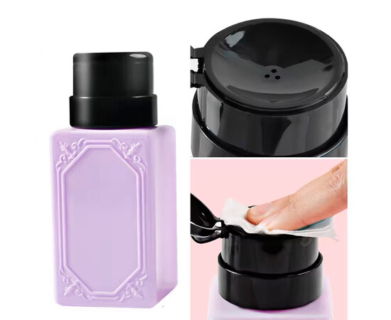 Зображення 5 Пляшка помпа D8 прямокутна бузкова, 200мл 