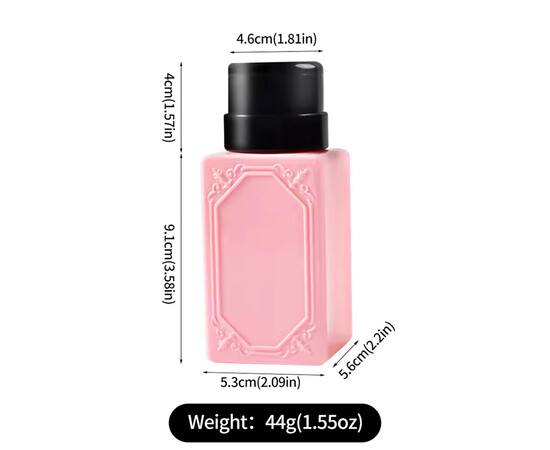 Изображение 3 Бутылочка помпа D8 прямоугольная розовая, 200мл 