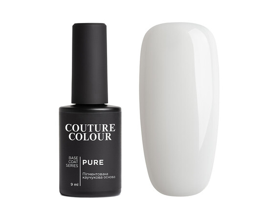 Зображення  Камуфлююча каучукова база для гель-лаку Couture Colour Pure Base Coat №01 молочний, 9 мл