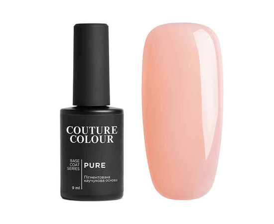 Зображення  Камуфлююча база каучукова для гель-лаку Couture Colour Pure Base Coat №02 напівпрозорий рожевий. 9 мл