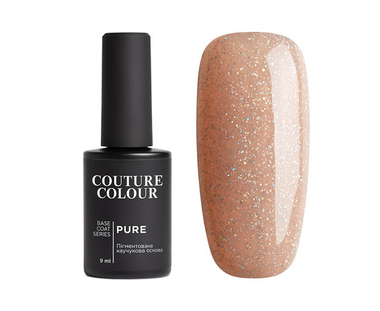 Зображення  Камуфлююча каучукова база для гель-лаку Couture Colour Pure Base Coat №10 рожевий нюд з шиммером, 9 мл