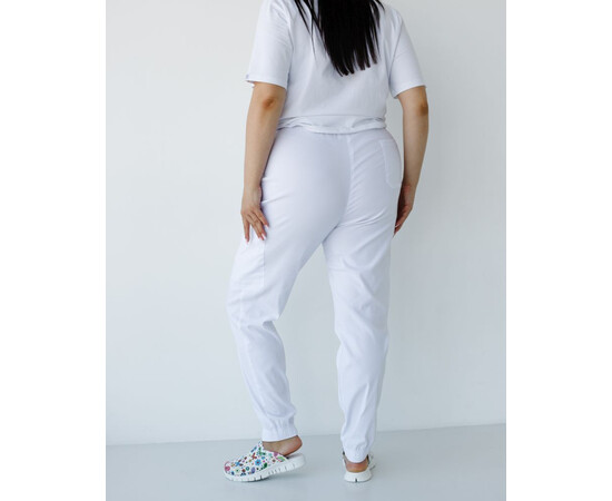 Зображення 2 Медичні штани жіночі джогери стрейч білі +SIZE р. 56, "БІЛИЙ ХАЛАТ" 503-324-730, Розмір: 56, Цвет: білий