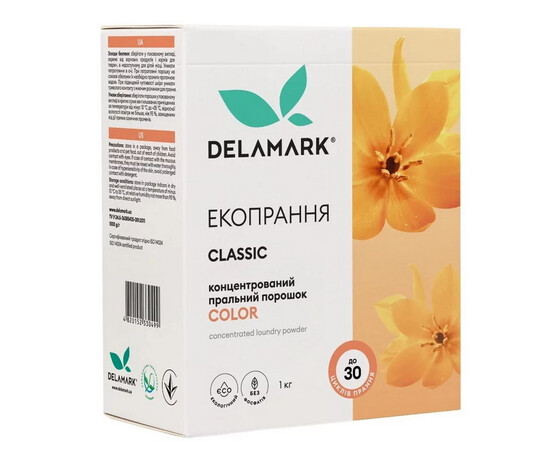 Зображення  Концентрований безфосфатний пральний порошок Delamark Color, 1 кг (4820152330499), Об'єм (мл, г): 1000