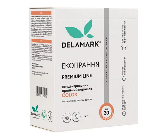Зображення  Концентрований безфосфатний пральний порошок Delamark Premium Line Color з ефектом кондиціонера, 1 кг (4820152330970)