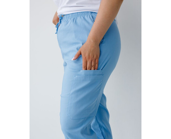 Зображення 3 Медичні штани жіночі джогери стрейч блакитні +SIZE р. 58, "БІЛИЙ ХАЛАТ" 503-333-730, Розмір: 58, Цвет: блакитний