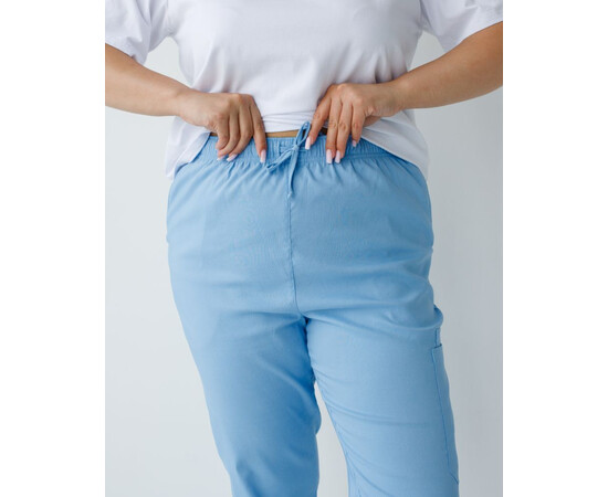 Зображення 2 Медичні штани жіночі джогери стрейч блакитні +SIZE р. 58, "БІЛИЙ ХАЛАТ" 503-333-730, Розмір: 58, Цвет: блакитний