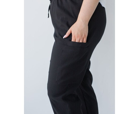 Зображення 4 Медичні штани жіночі джогери стрейч чорні +SIZE р. 60, "БІЛИЙ ХАЛАТ" 503-321-730, Розмір: 60, Цвет: чорний