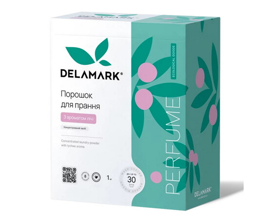 Зображення 2 Універсальний концентрований пральний порошок Delamark з ароматом лічі, 1 кг (4820152332516)