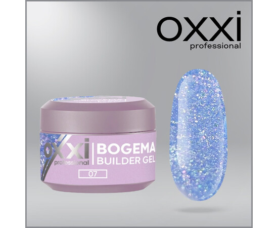 Изображение 6 Моделирующий гель Oxxi Builder Gel Bogema 07 голубой с голографическими блестками, 15 мл, Объем (мл, г): 15, Цвет: 07
