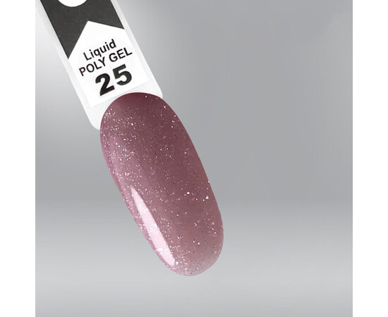 Изображение 2 Полигель OXXI Professional Liquid Poly Gel 25 розово-бежевый с шимерами, 15 мл, Объем (мл, г): 15, Цвет: 25