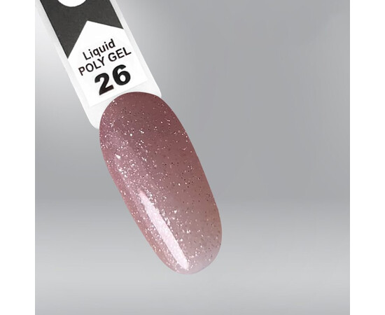 Изображение 2 Полигель OXXI Professional Liquid Poly Gel 26 бежевый с шимером, 15 мл, Объем (мл, г): 15, Цвет: 26