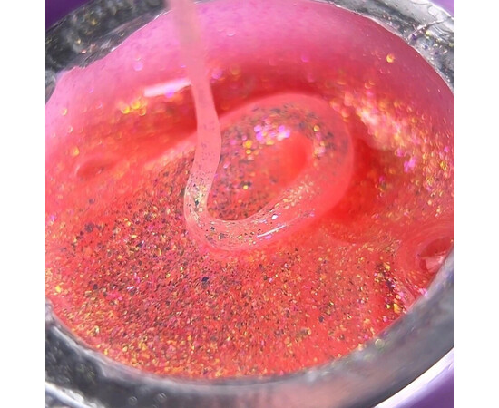 Зображення 2 Моделюючий гель Oxxi Builder Gel Bogema 02 персиковий з голографічними блискітками, 15 мл, Об'єм (мл, г): 15, Колір: 02