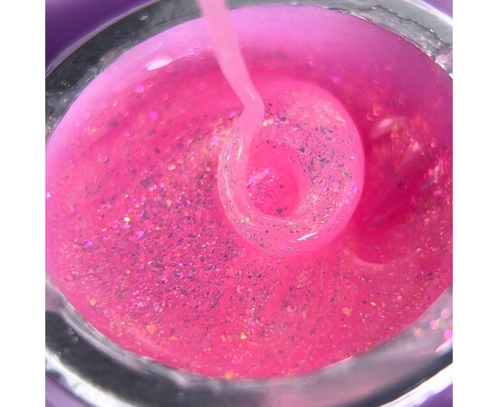 Изображение 2 Моделирующий гель Oxxi Builder Gel Bogema 03 розовый с голографическими блестками, 15 мл, Объем (мл, г): 15, Цвет: 03