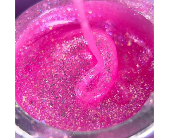 Изображение 2 Моделирующий гель Oxxi Builder Gel Bogema 04 ярко-розовый с голографическими блестками, 15 мл, Объем (мл, г): 15, Цвет: 04