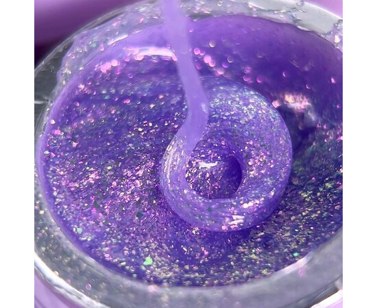 Изображение 2 Моделирующий гель Oxxi Builder Gel Bogema 06 фиолетовый с голографическими блестками, 15 мл, Объем (мл, г): 15, Цвет: 06