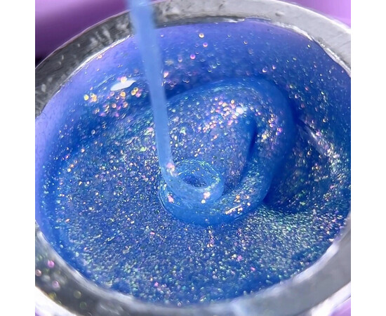 Изображение 2 Моделирующий гель Oxxi Builder Gel Bogema 07 голубой с голографическими блестками, 15 мл, Объем (мл, г): 15, Цвет: 07