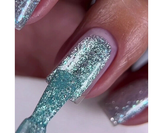 Изображение 2 Гель-лак Oxxi Brillant Cat 04 бирюзовый с блестками, 10 мл, Объем (мл, г): 10, Цвет: 04