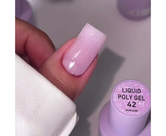 Зображення 3 Полігель OXXI Professional Liquid Poly Gel 42 ніжно-рожевий світловідбивний, 15 мл, Об'єм (мл, г): 15, Колір: 42