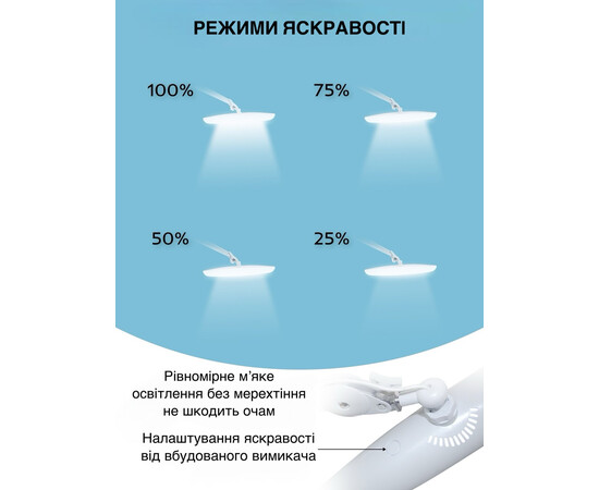 Зображення 3 Настільна світлодіодна безтіньова лампа Global Fashion 9501 24 Вт, біла