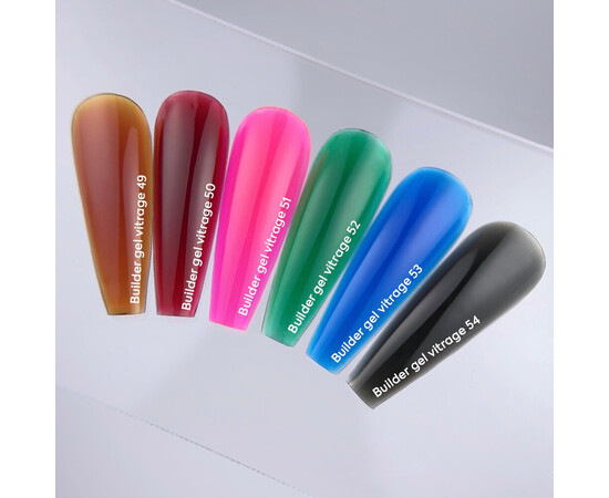 Изображение 6 NailsOfTheDay Builder Gel 53 vitrage синий витражный гель для наращивания ногтей, 15 мл, Объем (мл, г): 15, Цвет: 53
