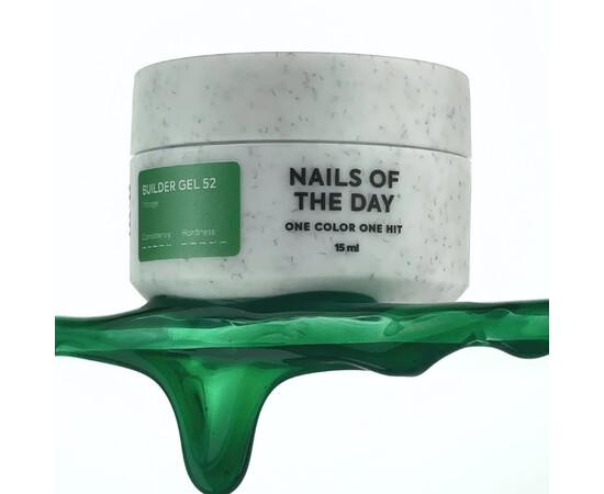 Изображение 3 NailsOfTheDay Builder Gel 52 vitrage зеленый витражный гель для наращивания ногтей, 15 мл, Объем (мл, г): 15, Цвет: 52