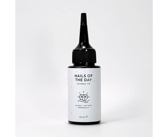 Изображение 2 Глянцевый топ без липкого слоя с минимальным содержанием уф-фильтров NailsOfTheDay Universal Top, 50 мл (refill), Объем (мл, г): 50