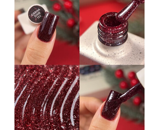 Изображение 5 Nails Of The Night Cocktails gel Grenadine – бордовый светоотражающий гель-лак для ногтей, 10 мл, Объем (мл, г): 10, Цвет: Grenadine