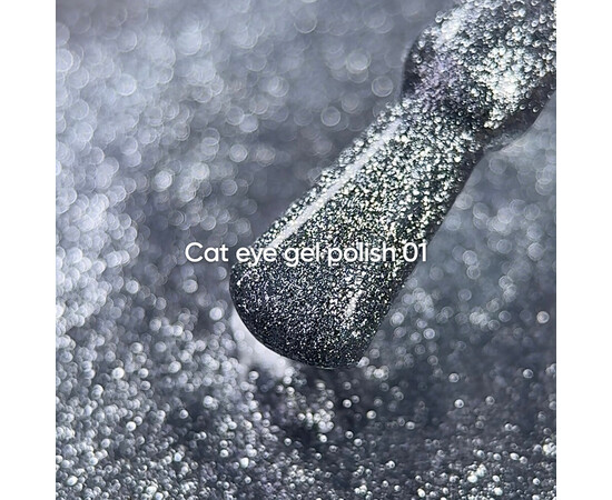 Зображення 2 NailsOfTheDay Gel Polish Cat Eye 01 срібний гель-лак котяче око з дрібною поталлю із легким світловідбиваючим ефектом, що перекривається в один шар, 6 мл, Об'єм (мл, г): 6, Колір: 01