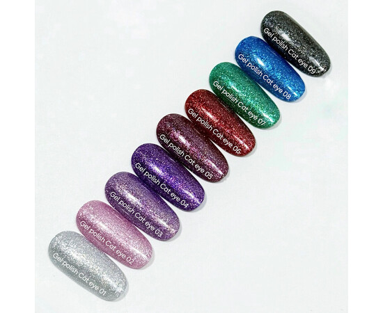 Изображение 8 NailsOfTheDay Gel Polish Cat Eye 02 розовый гель-лак кошачий глаз с мелкой талью с легким светоотражающим эффектом, перекрывающийся в один слой, 6 мл, Объем (мл, г): 6, Цвет: 02