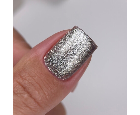 Зображення 4 NailsOfTheDay Gel Polish Cat Eye 01 срібний гель-лак котяче око з дрібною поталлю із легким світловідбиваючим ефектом, що перекривається в один шар, 6 мл, Об'єм (мл, г): 6, Колір: 01