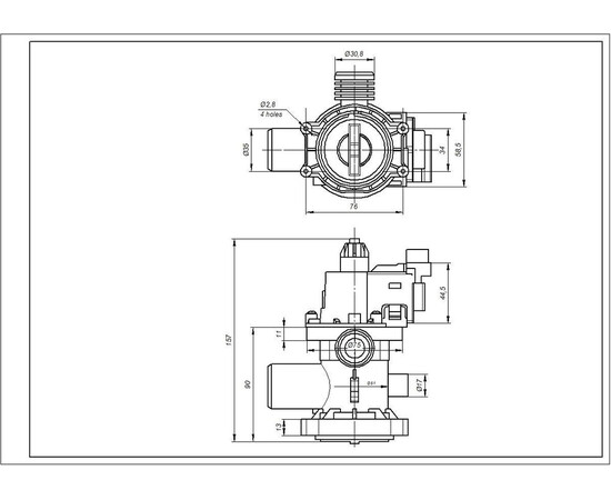 Зображення 6 Помпа (насос) для пральної машини Атлант 908092000906 Hanyu (в зборі) 30 Вт B20-6AZC (контакти спарені ззаду)