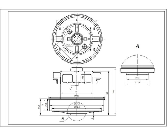 Зображення 6 Двигун для пилососа VAC043UN (з виступом) SKL D=134/84 mm H=35/108 mm 1600 W