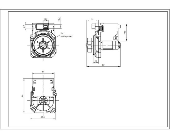 Изображение 8 Помпа (насос) для стиральной машины Bosch 00142370 Copreci EBS007/0090 30 Вт 0.2 A (контакты спаренные спереди)