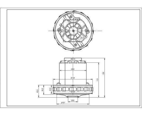 Зображення 6 Двигун для мийного пилососа VAC060UN SKL D=134/90 mm H=31/130 mm 1350 W