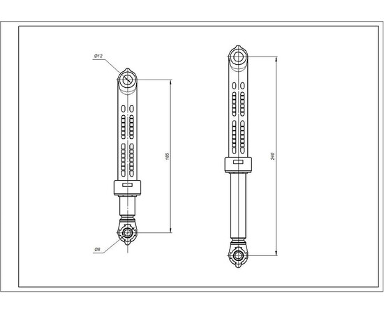 Зображення 4 Амортизатор бака для пральної машини Gorenje 111818 Suspa 120N L=185-240mm D отворів=8/12mm
