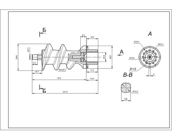Изображение 6 Zelmer 12000130 Шнек для мясорубки NR5 86.1210 (для 1-но стороннего ножа)