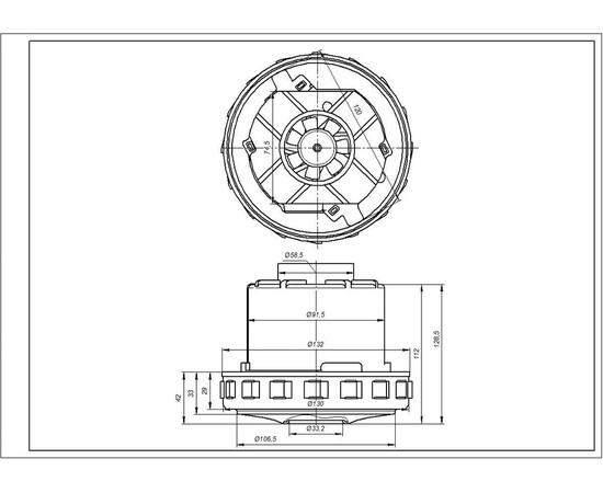 Зображення 7 Двигун для мийного пилососа Zelmer 00145664 467.3.404-2 Domel D=130/92 mm H=30/130 mm 1600 W