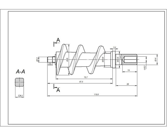 Зображення 6 Шнек для м'ясорубки OR-MG02-27  (з ущільнювачем)