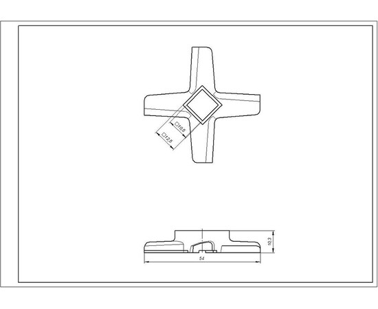 Зображення 4 Ніж для м'ясорубки Kenwood KW714431 D=54mm s=10.5mm Отвір=10.5x10.5mm