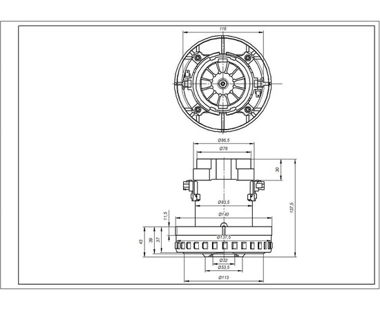 Зображення 6 Двигун для мийного пилососа VAC047UN SKL D=137/78 mm H=37/139 mm 1400 W