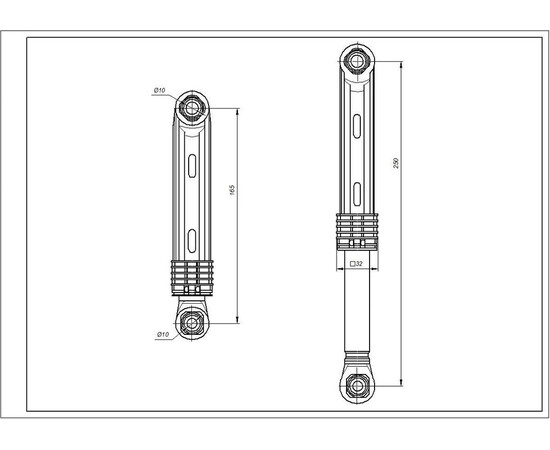 Изображение 4 Амортизатор бака для стиральной машины Samsung DC66-00343E AKS 40N L=165-250mm D отверстий=10mm