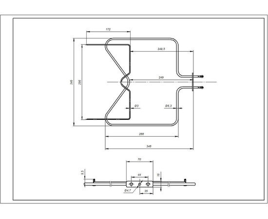 Зображення 6 Тен нижній для духовки Indesit C00857528 1150W 230V B=345mm L=345mm