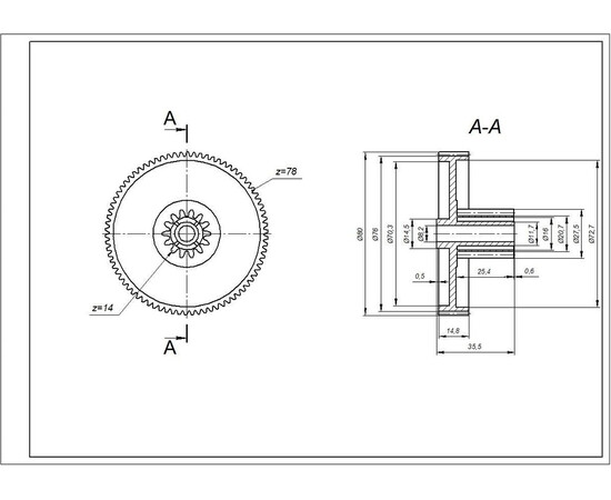 Зображення 6 Шестерня середня D=28/80mm, H=26/14(36)mm для м'ясорубок (універсальна)