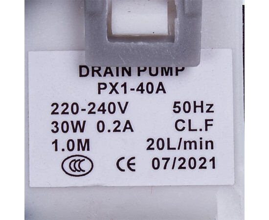 Зображення 2 Помпа (насос) для пральної машини Saturn 118829482 HAOLI PX1-40A 30 Вт (2 гнучкі виводи, патрубки Д=24/30 мм)
