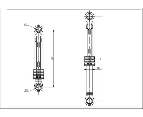 Изображение 4 Амортизатор бака для стиральной машины Samsung DC66-00343G AKS 100N L=165-255mm D отверстий=10mm