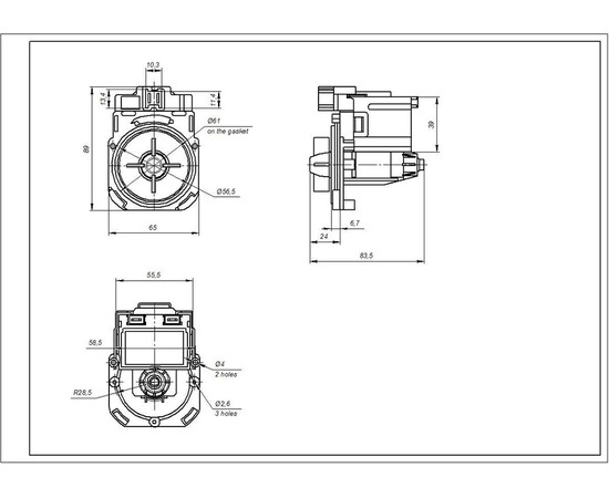 Зображення 5 Помпа (насос) для пральної машини Indesit C00266228 Askoll 40 Вт М325 (контакти спарені спереду, на 3 засувки)